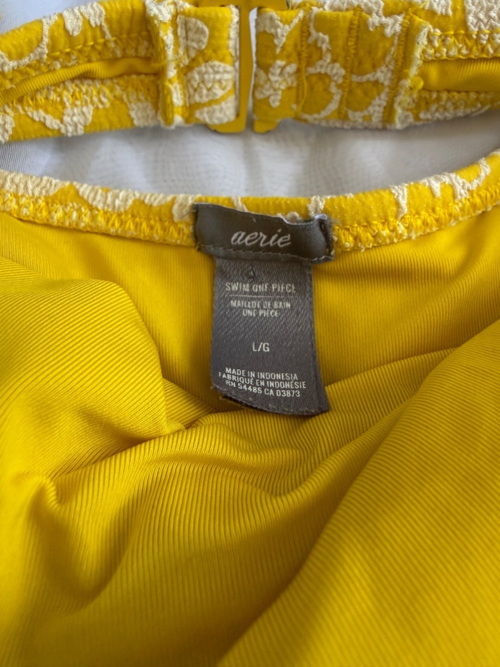 Aerie Yellow and White Floral Cheeky Swimsuit Size Large - Picture 6 of 6